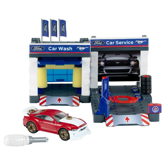 Ford: Service Station With 2019 Ford Mustang - Theo Klein, Garage & Car Can Be Dismantled, Play Workshop Including Lifting Platform & Car Wash, Officially Licensed, Kids Pretend Play, Children 3+