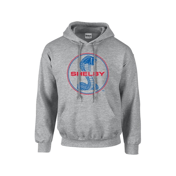 Ford Shelby Cobra Blue & Red Circle Logo Adult Hooded Pullover-Sports Gray-5XL