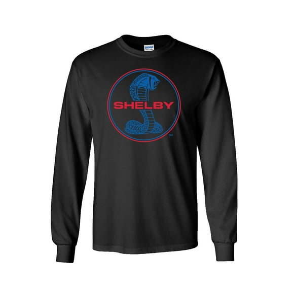 Ford Shelby Cobra Blue & Red Circle Logo Adult Men's Long Sleeve Shirt-Black-Small