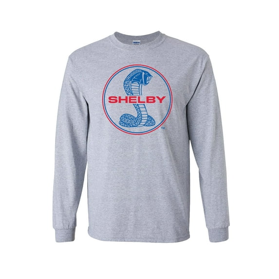 Ford Shelby Cobra Blue & Red Circle Logo Adult Men's Long Sleeve Shirt-Sports Gray-XXL