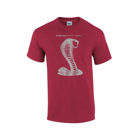 Ford Short Sleeve T-shirt Mustang 50 Years Cobra-Antiquecherry-Medium