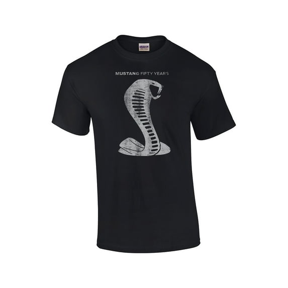 Ford Short Sleeve T-shirt Mustang 50 Years Cobra-Black-Large