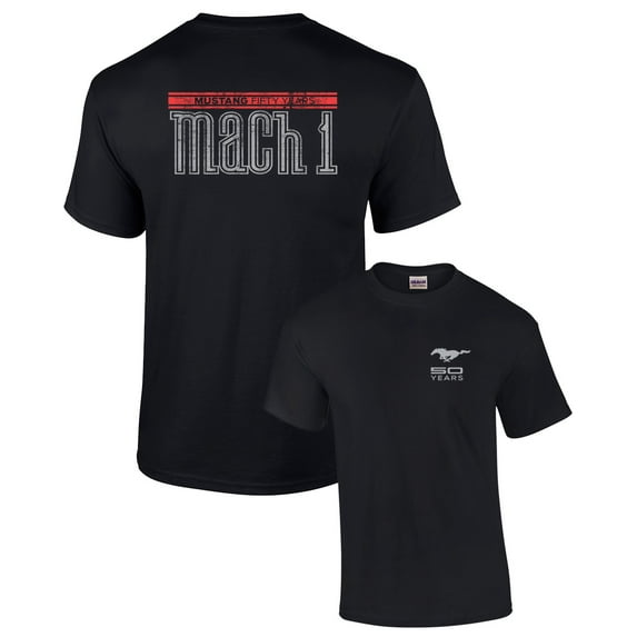 Ford Short Sleeve T-shirt Mustang 50 Years Mach 1-Black-Large