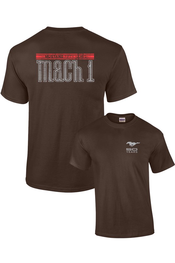 Ford Short Sleeve T-shirt Mustang 50 Years Mach 1-Brown-Small