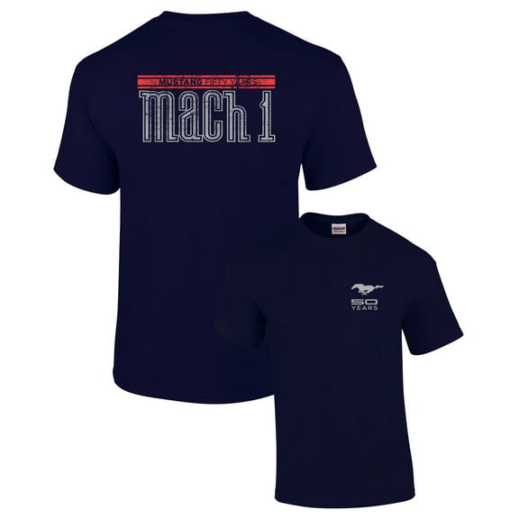 Ford Short Sleeve T-shirt Mustang 50 Years Mach 1-Navy-XXL
