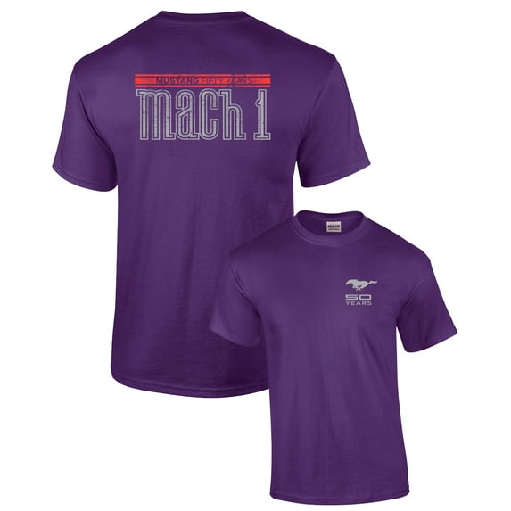 Ford Short Sleeve T-shirt Mustang 50 Years Mach 1-Purple-6Xl