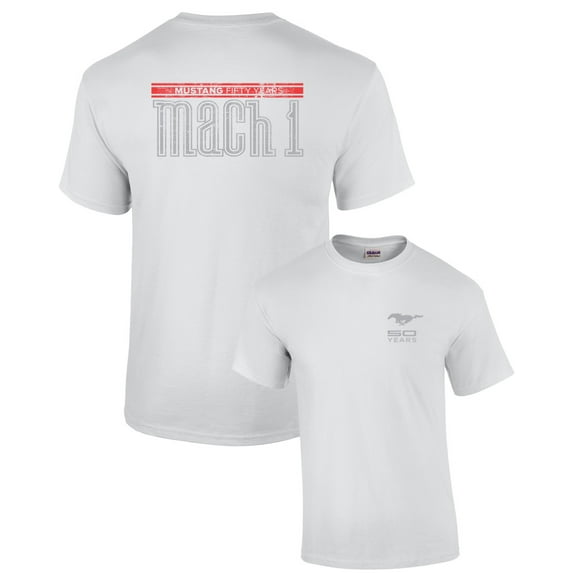 Ford Short Sleeve T-shirt Mustang 50 Years Mach 1-White-4Xl