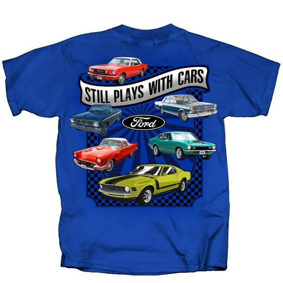 Ford Still Plays With Cars Mens T shirt featuring Various Fords (Joe Blow T's)Licensed