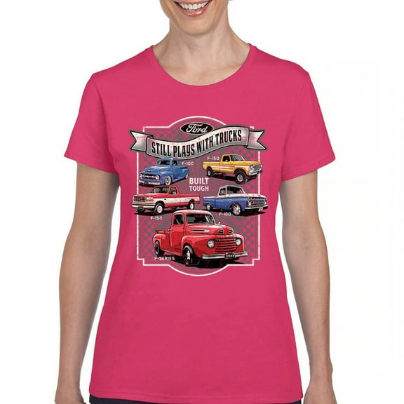 Ford Still Plays with Trucks T-Shirt American Classic F100 F150 Pickup Built Tough Vintage Offroad 4x4 Women's Tee
