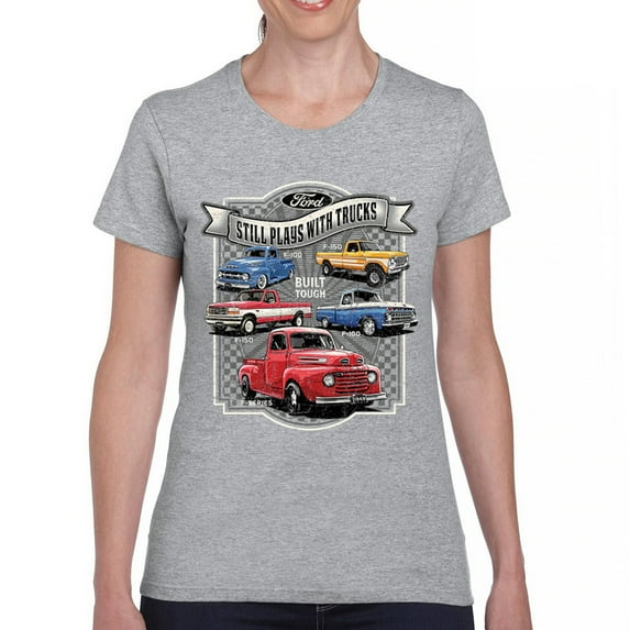 Ford Still Plays with Trucks T-Shirt American Classic F100 F150 Pickup Built Tough Vintage Offroad 4x4 Women's Tee