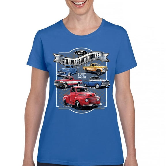 Ford Still Plays with Trucks T-Shirt American Classic F100 F150 Pickup Built Tough Vintage Offroad 4x4 Women's Tee