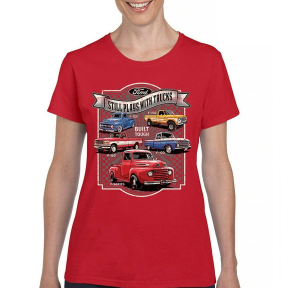 Ford Still Plays with Trucks T-Shirt American Classic F100 F150 Pickup Built Tough Vintage Offroad 4x4 Women's Tee