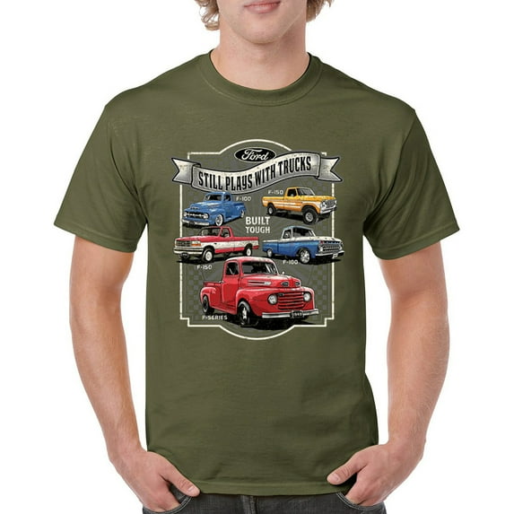 Ford Still Plays with Trucks T-shirt American Classic F100 F150 Pickup Built Tough Vintage Offroad 4x4 Men's Tee