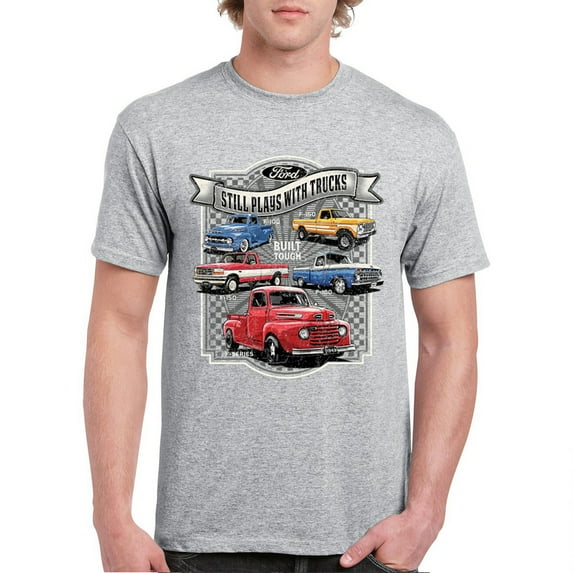 Ford Still Plays with Trucks T-shirt American Classic F100 F150 Pickup Built Tough Vintage Offroad 4x4 Men's Tee