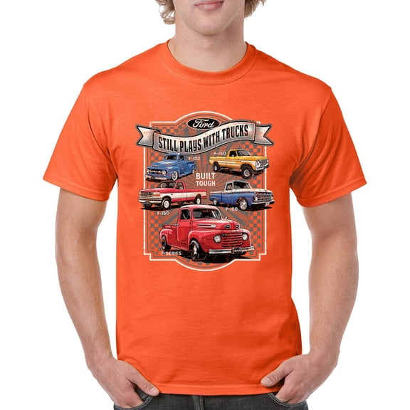 Ford Still Plays with Trucks T-shirt American Classic F100 F150 Pickup Built Tough Vintage Offroad 4x4 Men's Tee