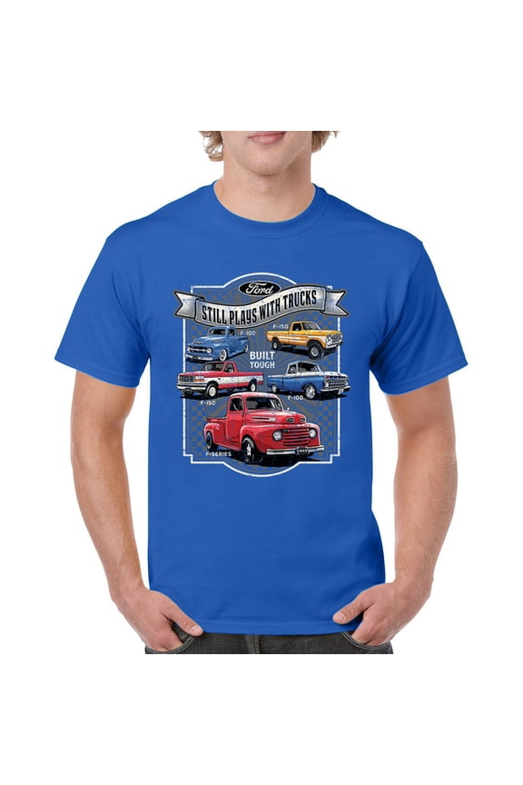 Ford Still Plays with Trucks T-shirt American Classic F100 F150 Pickup Built Tough Vintage Offroad 4x4 Men's Tee