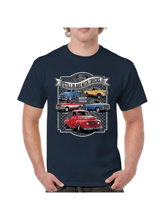 Ford Still Plays with Trucks T-shirt American Classic F100 F150 Pickup Built Tough Vintage Offroad 4x4 Men's Tee