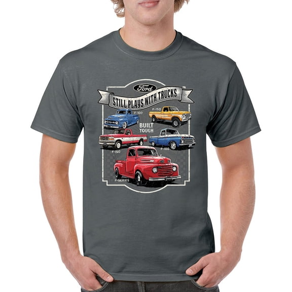 Ford Still Plays with Trucks T-shirt American Classic F100 F150 Pickup Built Tough Vintage Offroad 4x4 Men's Tee