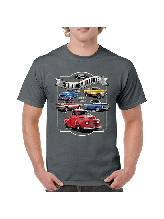 Ford Still Plays with Trucks T-shirt American Classic F100 F150 Pickup Built Tough Vintage Offroad 4x4 Men's Tee