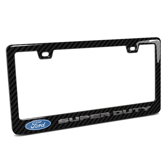Ford Super-Duty 3D in Dark Gray on Real Carbon Fiber ABS Plastic License Plate Frame