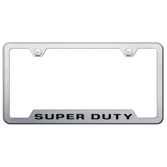 Ford Super Duty Laser Etched Logo Cut-Out License Plate Frame (Brushed Chrome)