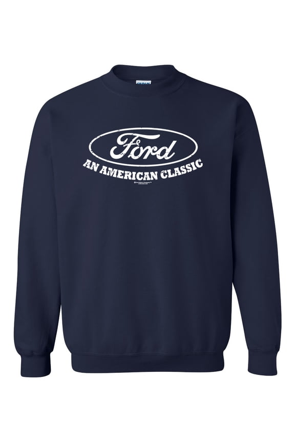 Ford T-shirt American Classic Ford Motor Company Vintage Logo Unisex Adult Long Sleeve Sweatshirt-Navy-xl