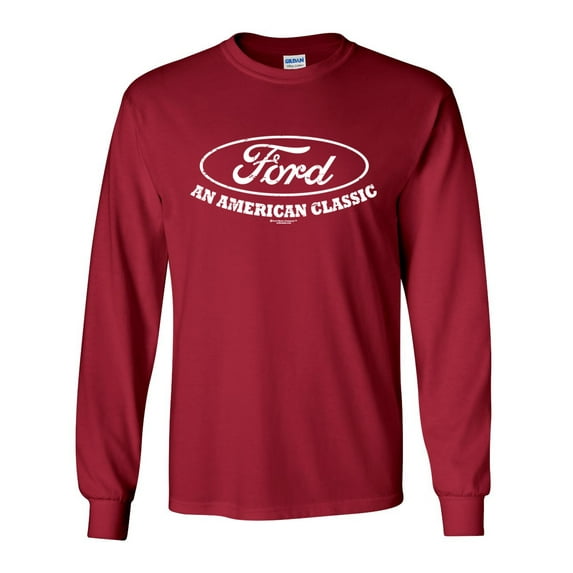 Ford T-shirt American Classic Ford Motor Company Vintage Logo Unisex Adult Long Sleeve T-shirt-Cardinal Red-medium