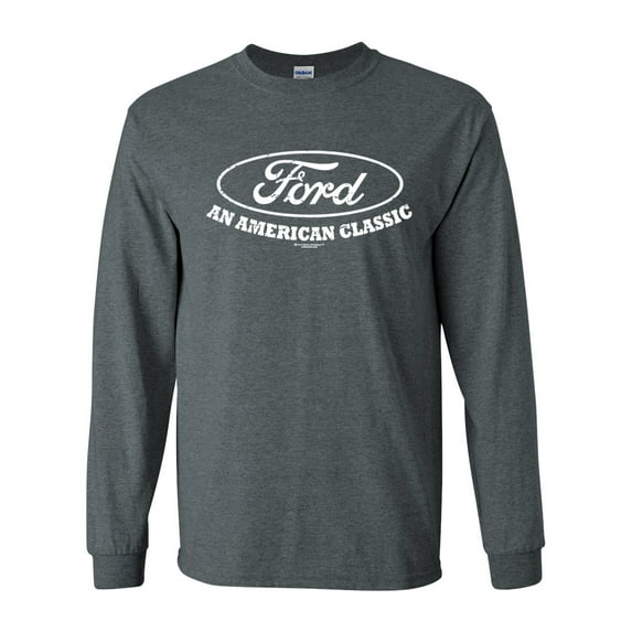 Ford T-shirt American Classic Ford Motor Company Vintage Logo Unisex Adult Long Sleeve T-shirt-Dark Heather-large