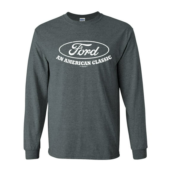 Ford T-shirt American Classic Ford Motor Company Vintage Logo Unisex Adult Long Sleeve T-shirt-Dark Heather-small