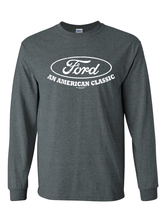Ford T-shirt American Classic Ford Motor Company Vintage Logo Unisex Adult Long Sleeve T-shirt-Dark Heather-small