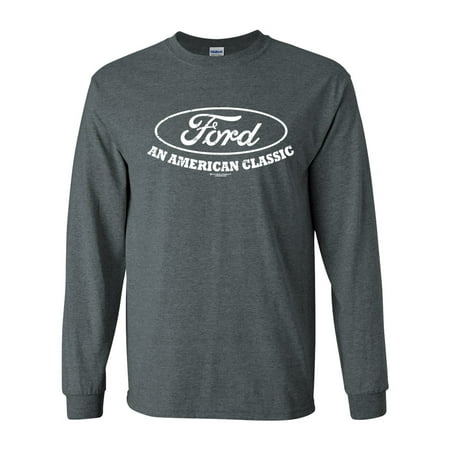 Ford T-shirt American Classic Ford Motor Company Vintage Logo Unisex Adult Long Sleeve T-shirt-Dark Heather-small