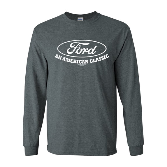 Ford T-shirt American Classic Ford Motor Company Vintage Logo Unisex Adult Long Sleeve T-shirt-Dark Heather-xxxl
