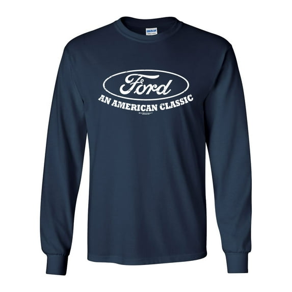 Ford T-shirt American Classic Ford Motor Company Vintage Logo Unisex Adult Long Sleeve T-shirt-Navy-xxxl