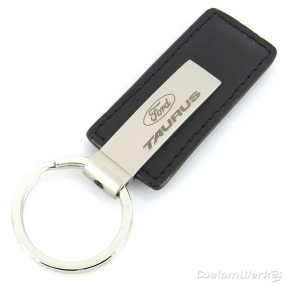 Ford Taurus Rectangular Leather Key Chain (Black)