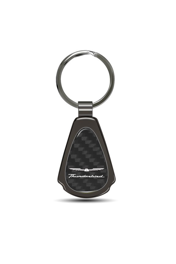 Ford Thunderbird Real Black Carbon Fiber Gunmetal Black Metal Teardrop Key Chain