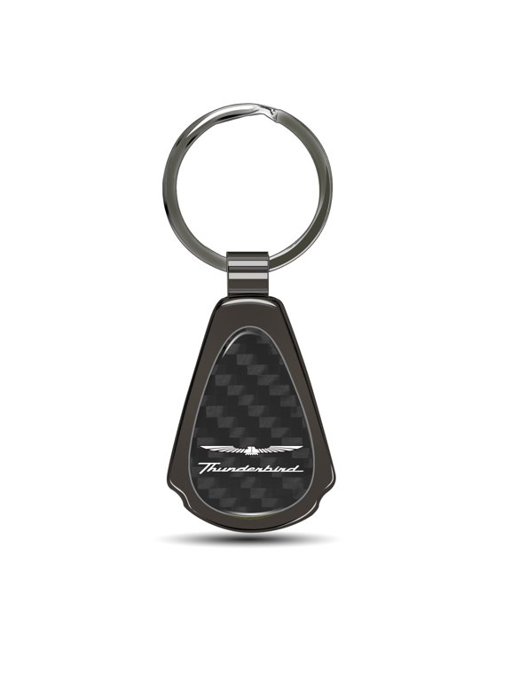 Ford Thunderbird Real Black Carbon Fiber Gunmetal Black Metal Teardrop Key Chain