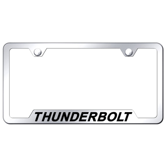 Ford Thunderbolt Laser Etched Logo Cut-Out License Plate Frame (Chrome)
