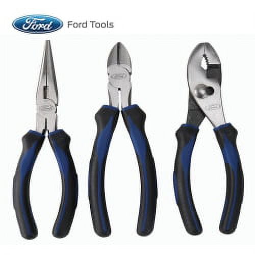 Ford Tools FHT0099 3 Piece Plier Set, 6" Slip Joint, Diagonal and Long