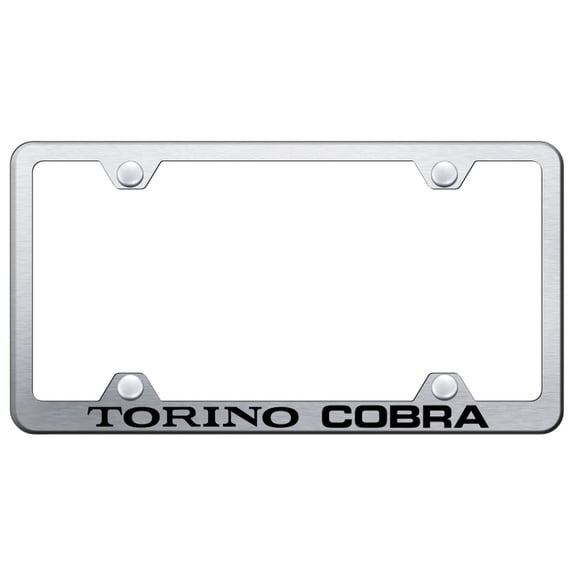 Ford Torino Cobra Laser Etched Wide Body License Plate Frame (Brushed Chrome)