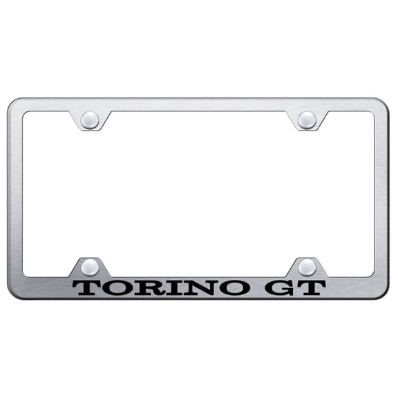 Ford Torino GT Laser Etched Logo Wide Body License Plate Frame (Brushed Chrome)