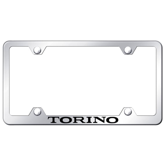Ford Torino Laser Etched Logo Wide Body License Plate Frame (Chrome)