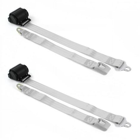 Ford Truck 1935-1941 Standard 2 Point Gray & Grey Retractable Bucket Seat Belt Kit - 2 Belts