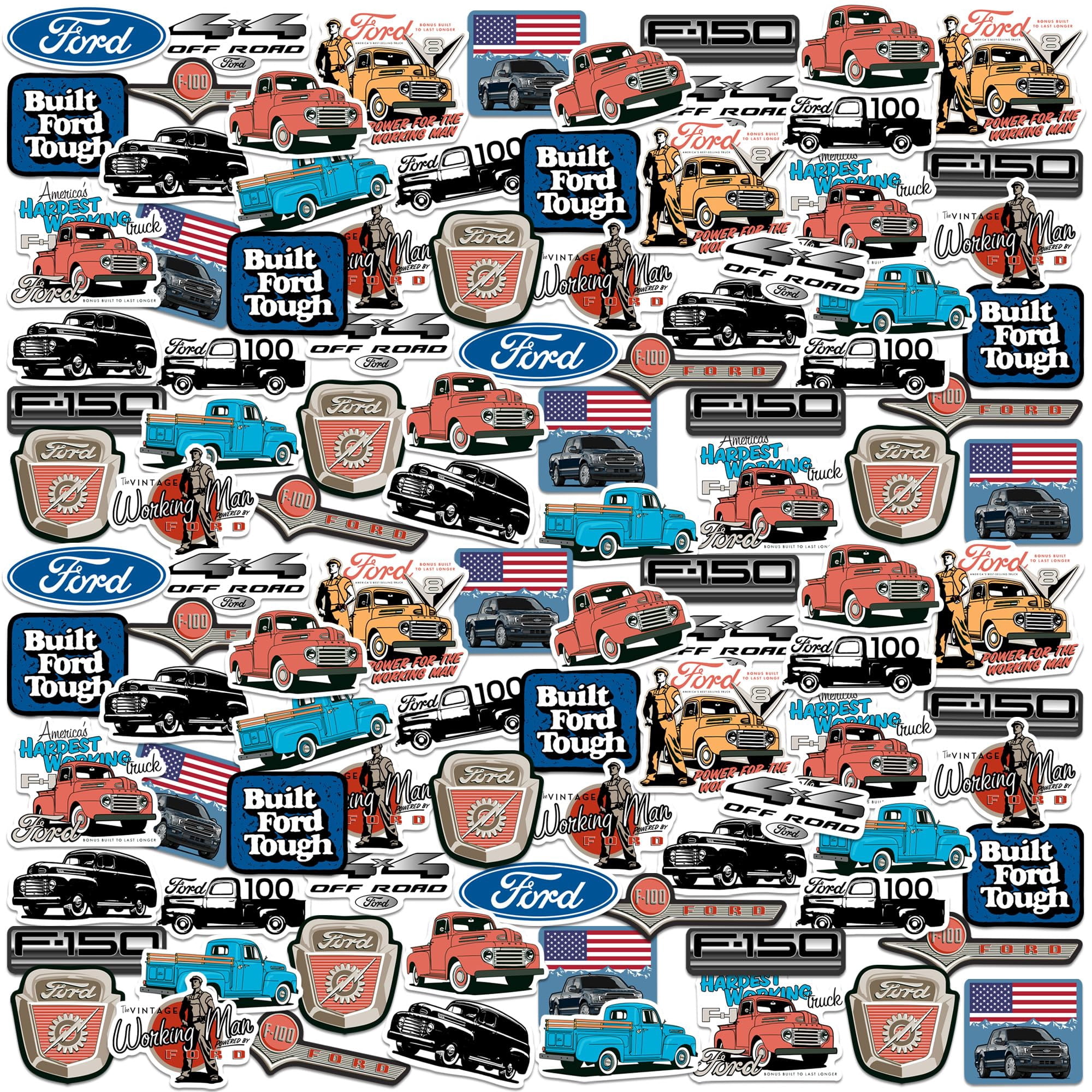 Ford Truck 200ct Vinyl Large Deluxe Stickers Variety Pack Classic Ford ...