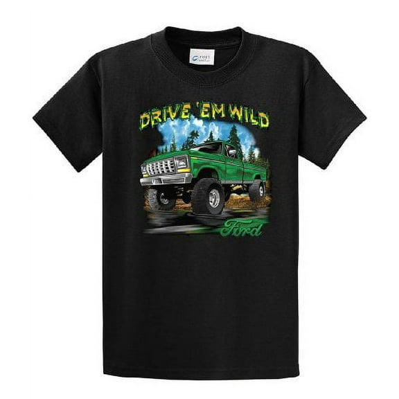 Ford Truck 4x4 Drive 'Em Wild Ford Motor Company Pickup Pick up Wheel Drive Mudding Outdoors Hunting-Large Black