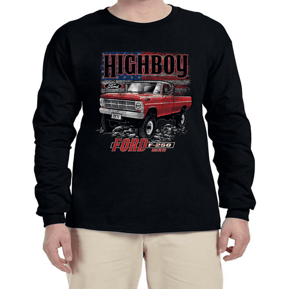 Ford Truck F-250 Highboy Model T-shirt Mens Graphic Tees Long Sleeve Tee Shirt