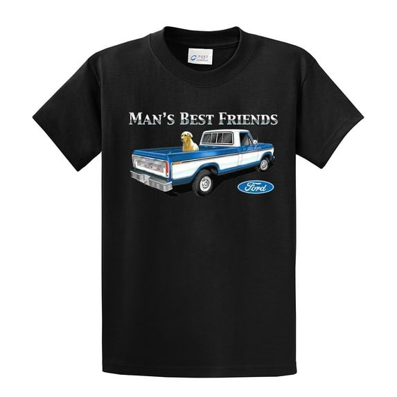 Ford Truck Man's Best Friend Dog Lab Men's Pickup Classic Retro Retriever F150 Garage Mechanic-Black-XXXL