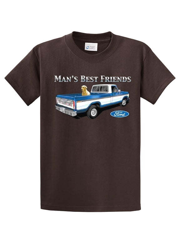 Ford Truck Man's Best Friend Dog Lab Men's Pickup Classic Retro Retriever F150 Garage Mechanic-Brown-Small