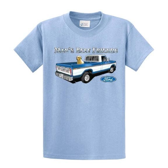 Ford Truck Man's Best Friend Dog Lab Men's Pickup Classic Retro Retriever F150 Garage Mechanic-Lightblue-Small