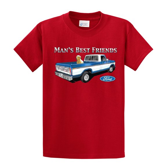 Ford Truck Man's Best Friend Dog Lab Men's Pickup Classic Retro Retriever F150 Garage Mechanic-Red-XXXL