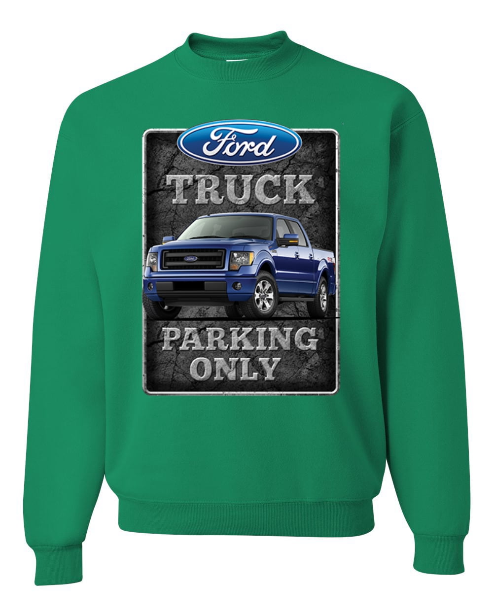 Ford Truck Parking Only Sign Gift for Owners of Ford Trucks Mens Cars and Trucks Crewneck Graphic Sweatshirt Orange Medium